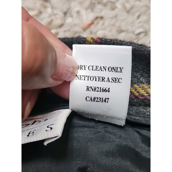 Talbots Vintage 80's USA Gray Red Blue Yellow Plaid Wool Wrap Skirt 6p 28x19 - Picture 6 of 12